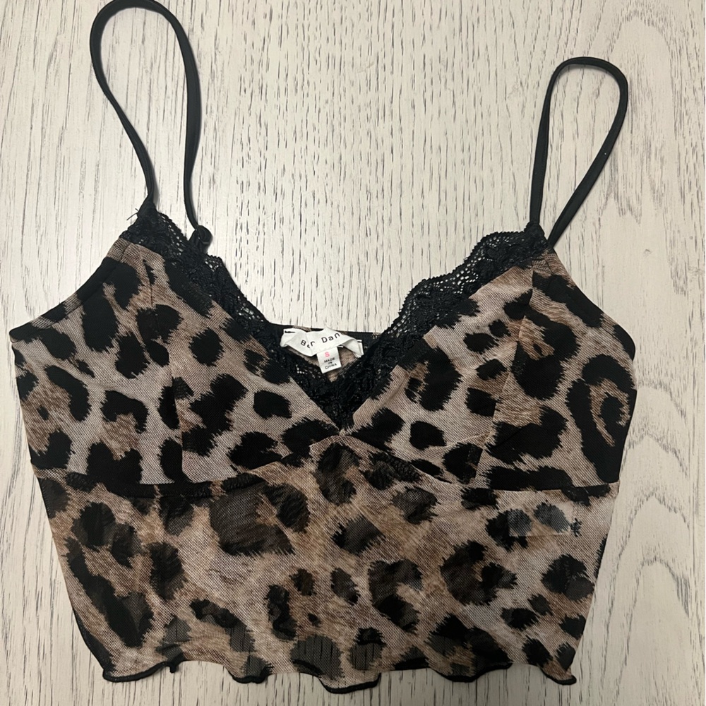 Leopard Print Lace Trim Cami